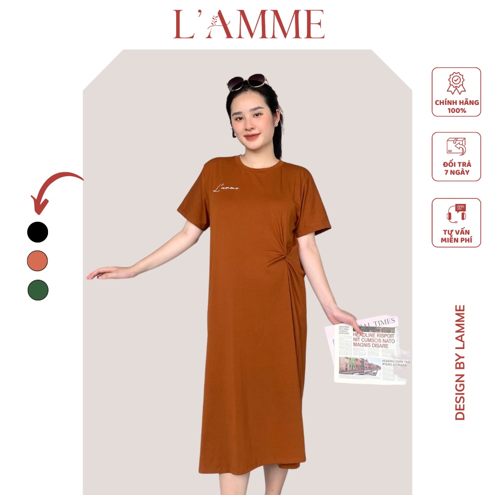 Váy bầu cotton xoắn eo VC03 phù hợp dạo phố và đi làm thiết kế bởi LAMME