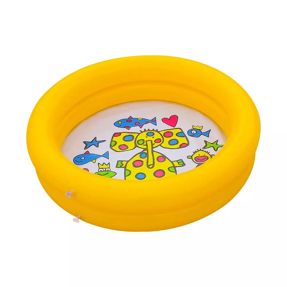 LICH Bể bơi bơm hơi 60*60*15cm bằng nhựa PVC cao cấp in họa tiết dễ thương cho trẻ em hoạt động ngoài trờ - Màu vàng