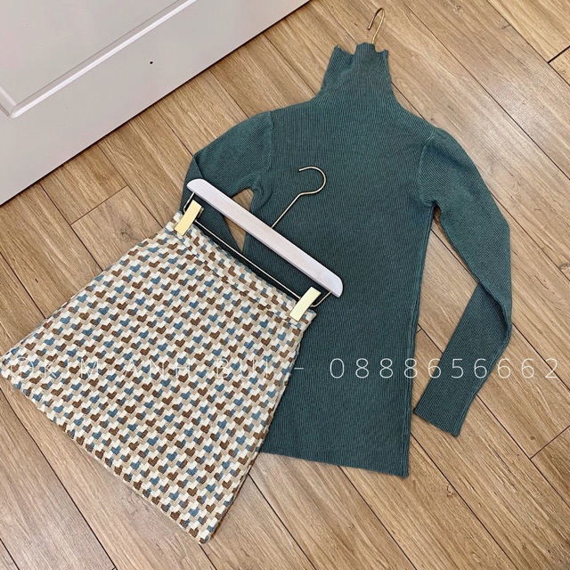 Set áo len chân váy dạ