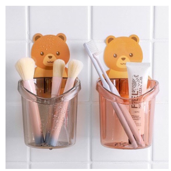 Cốc Dán Tường Nhà Tắm Hình Gấu Nâu Dễ Thương - Đựng Bàn Chải Đánh Răng, dụng cụ nhà tắm