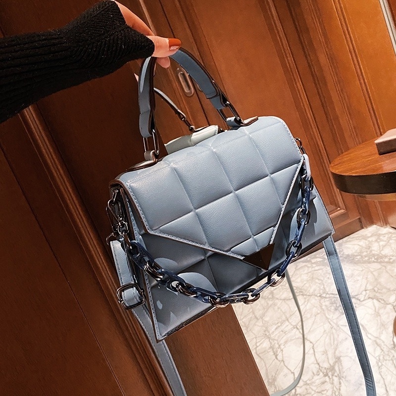 Túi Xách Đeo Vai Màu Trơn Phối Dây Xích Thời Trang 2022 Dành Cho Nữ