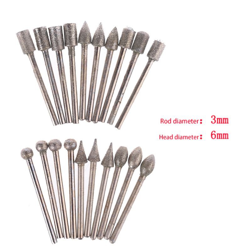 Set 20 Đầu Mài Kim Cương 6x3mm Bits