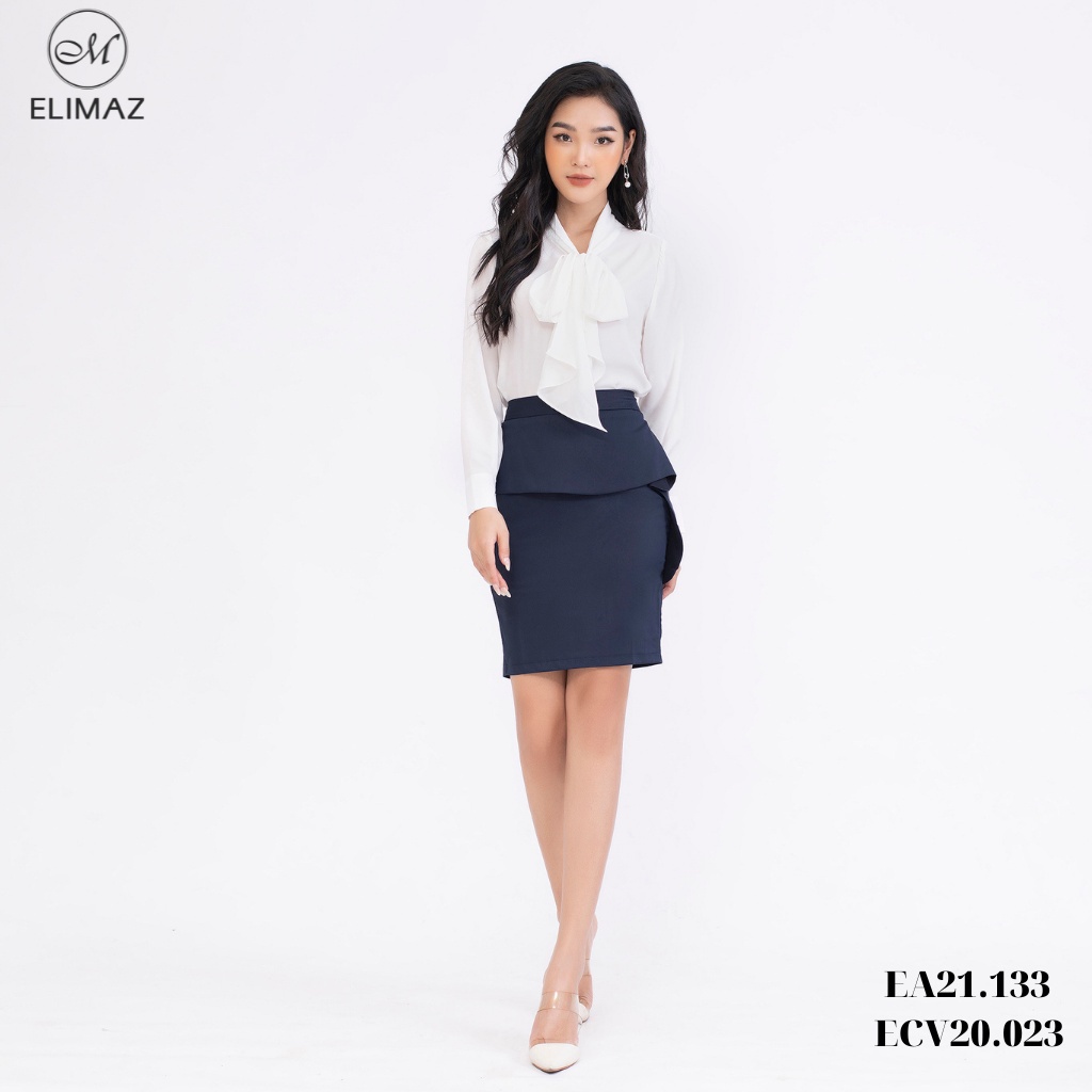 Chân váy ôm vạt bèo che bụng rất tốt, chất liệu lụa m.a.n.g.o cao cấp Elimaz ECV20.023 - HÀNG MỚI VỀ