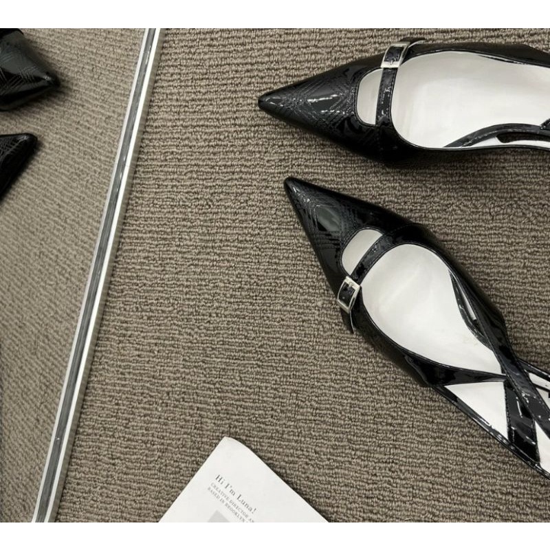 Giày hở gót da siêu mềm gót 4p đai khoá thiết kế công sở nhẹ nhàng vẫn sang trọng