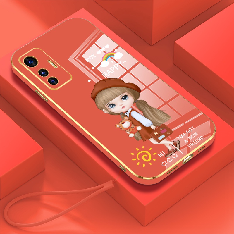Ốp Điện Thoại Silicon Viền silicone Hình Búp Bê Cô Gái Mạ Màu Cho Vivo Y17 Vivo Y15 Vivo Y12 Vivo Y12i Vivo Y11 Vivo Y19 Vivo Y73S