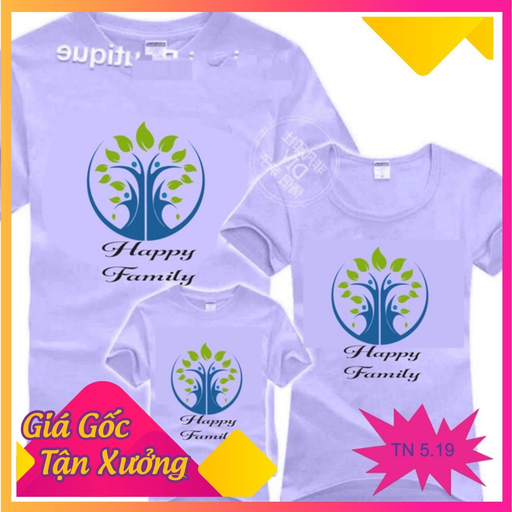 Áo thun gia đình Thanh Nga full size mẫu HAPPY FAMILY