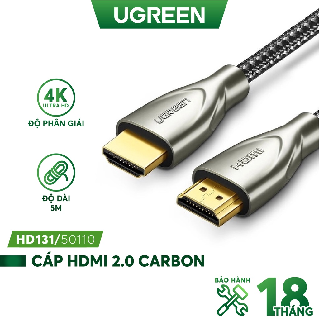 Cáp HDMI 2.0 Carbon chuẩn 4K độ dài từ 1-5m UGREEN HD131