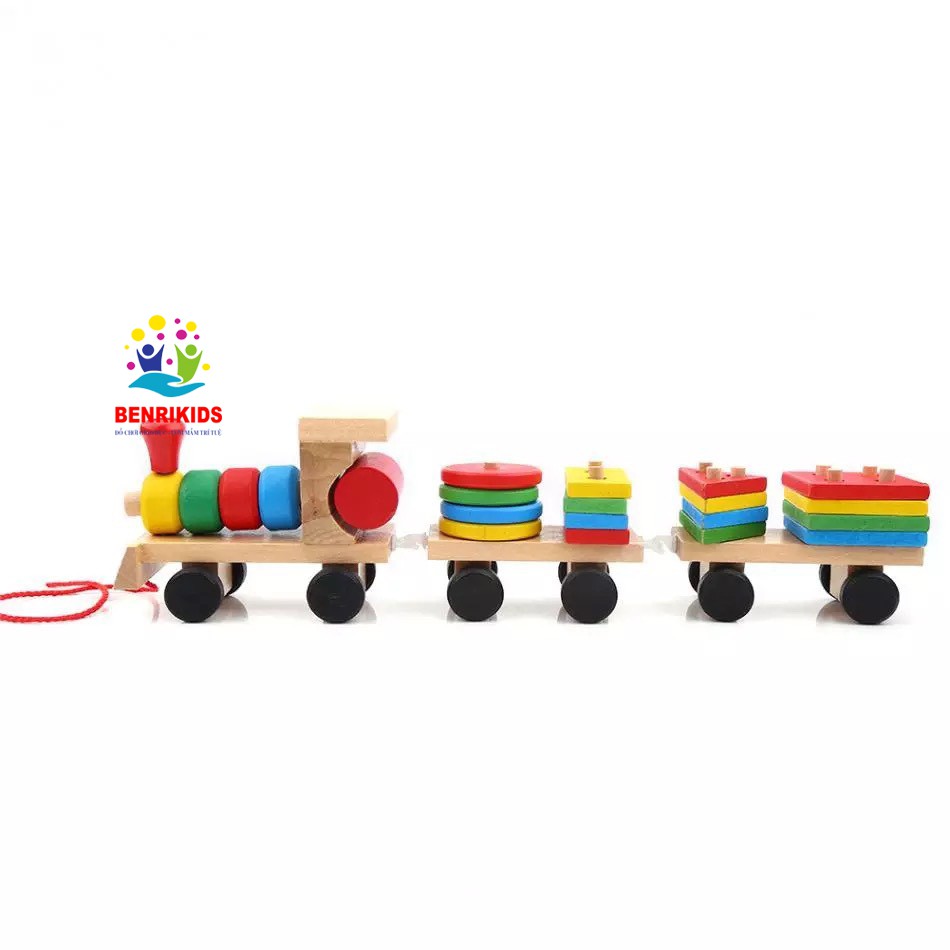 Đồ Chơi FREESHIP [Benrikids] Xe Kéo Thả Hình Và Số Giúp Bé Học Hình Khối Màu Sắc Và Số Đếm