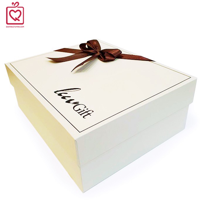 Hộp đựng quà thiết kế Luvgift dáng ngang kèm túi, rơm lót, hộp quà tặng sinh nhật giấy bìa cứng