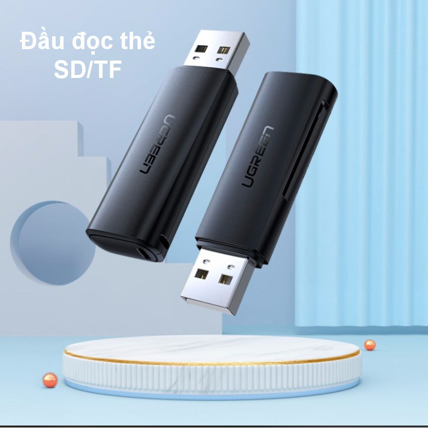 Đầu đọc thẻ SD/TF chuẩn USB 2.0 UGREEN CM264 60721 - Hàng phân phối chính hãng - Bảo hành 18 tháng