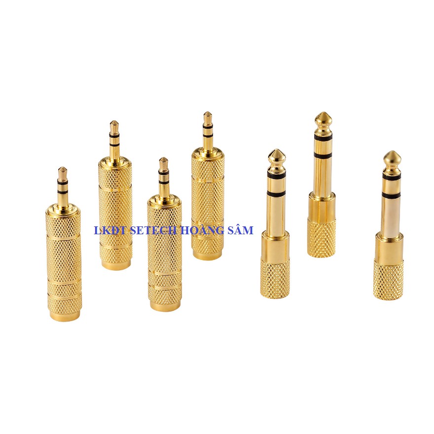 JACK Audio chuyển đổi từ chuẩn 3.5 sang 6.5 và 6.5 sang 3.5 vỏ kim loại(màu gold)