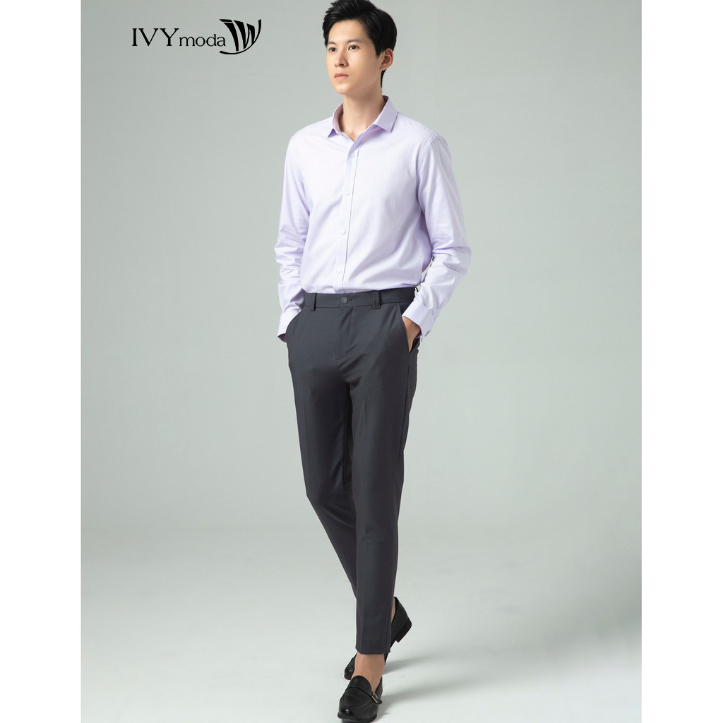 Áo sơ mi Tím Lavender tay dài nam IVY moda MS 17E2442