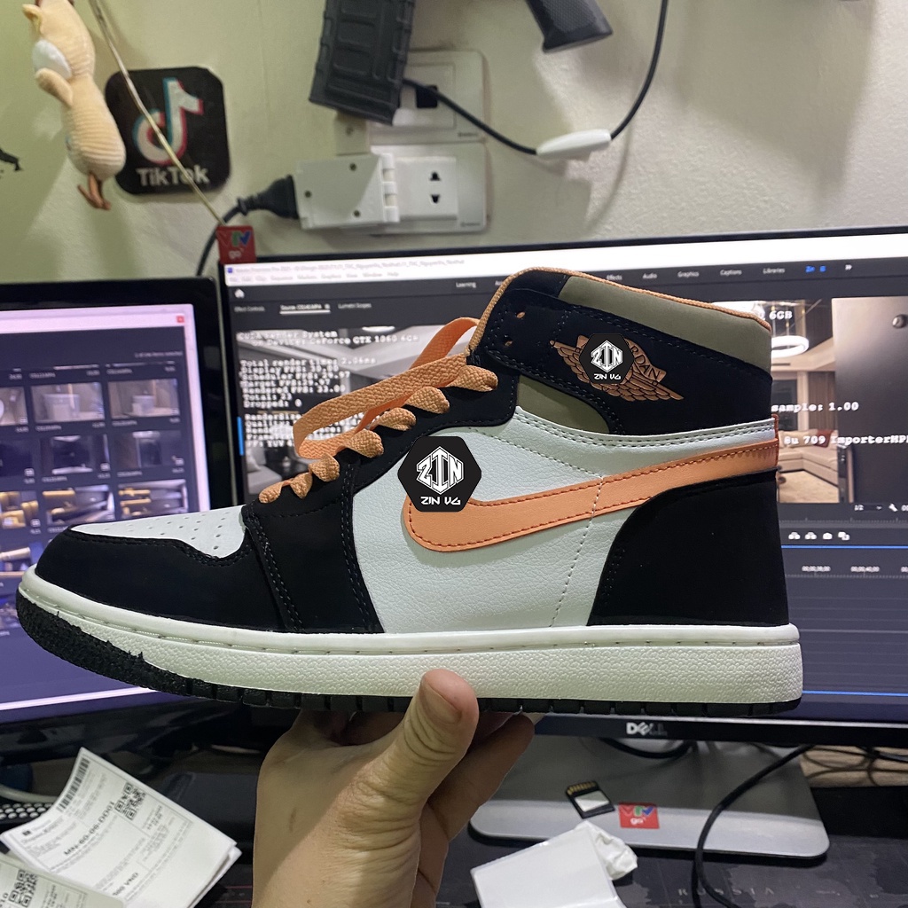 ZinVG Giày jordan cam đen hot , Giày Thể Thao Jordan cao cổ NAM NỮ, giày jd Cổ Cao Hot Trend