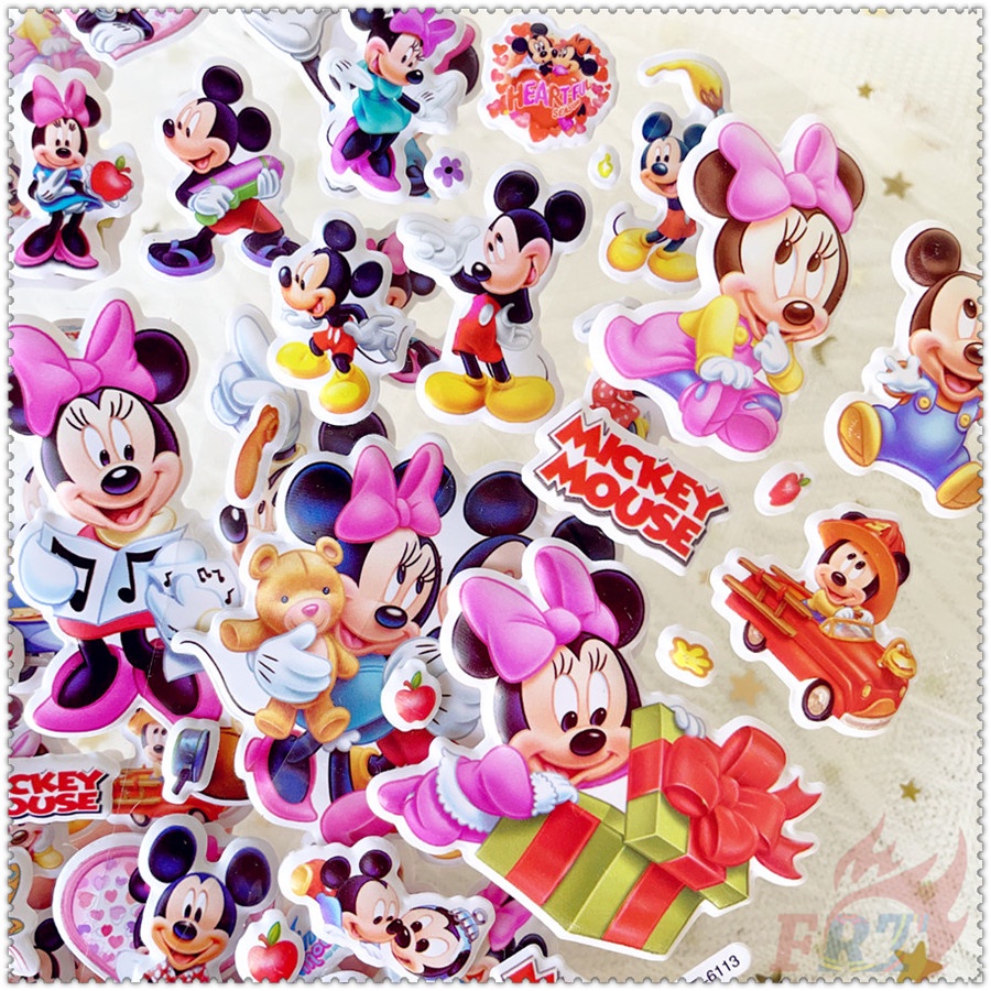 ❀ Hình Dán Phần Thưởng Mickey &amp; Minnie Q-1 Tự Làm ❀ 1 Miếng Dán Bong Bóng 3D Bằng PVC Chống Nước