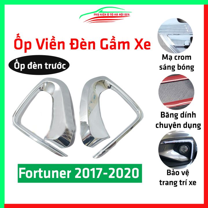 Ốp viền đèn gầm trước Fortuner 2017-2020 mạ Crom chống trầy trang trí làm đẹp xe