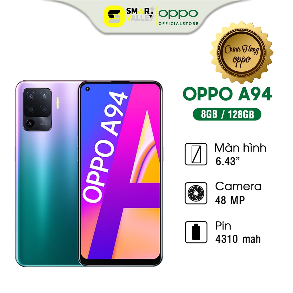 Điện Thoại Oppo A94 (8GB/128GB) -Android 11 - Màn Hình: AMOLED - Chính Hãng, Mới 100%, Bảo Hành Chính Hãng 12 tháng