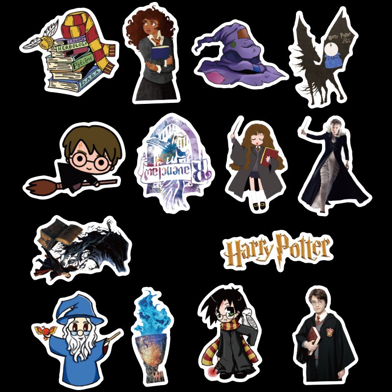 Bộ 50 Miếng Dán Trang Trí Vali / Máy Tính / Xe Hơi / Máy Tính Chống Thấm Nước Hình Harry Potter