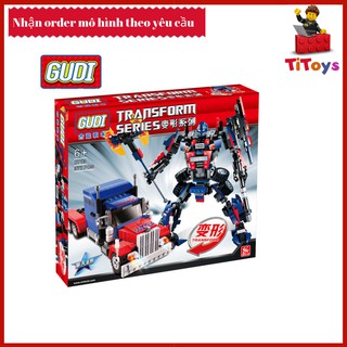 Bộ Lắp Ráp GUDI 8713 Transformers Robot Optimus Prime 377 Khối - Đồ chơi Lắp ghép Xếp hình Transforme Non Lego GUDI 8713