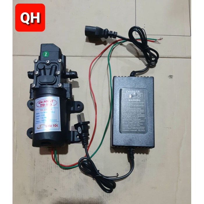 Máy bơm tăng áp lực 60W Việt nhật  12v + nguồn adapter 12v5a phun sương,  tưới cây, phun  tưới lan