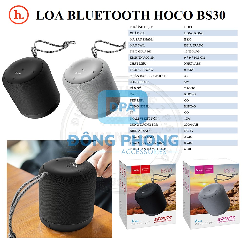 Loa Bluetooth Hoco BS30 chính hãng bluetooth V5.0 sport wireless speaker