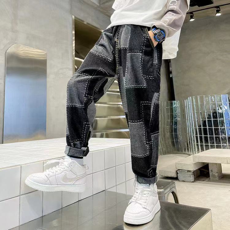 Quần Jeans Dài Phối Màu Thời Trang Cho Bé Trai