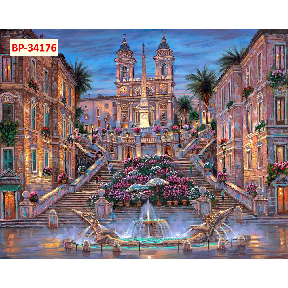 Tranh 3D Thiên Nhiên Đẹp có đồng lúc xanh bát ngát, hồ nước tươi mát, tạo cảm giác bình yên