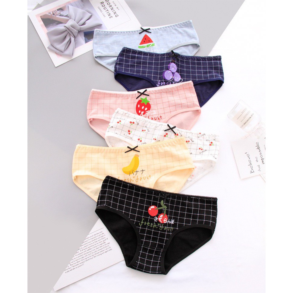 Quần Lót Nữ - Quần Lót Nữ Cotton họa tiết hoa quả đáng yêu mềm mại thoáng mát DAN STORE MÃ 030