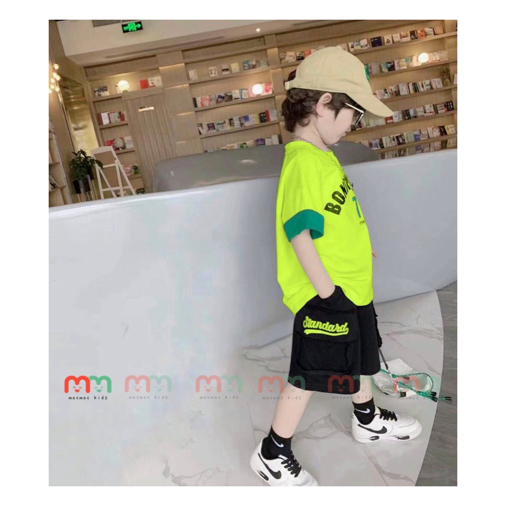 Bộ đồ bé trai khủng long 9kg đến 53kg phối túi hộp mặc Hè chất thun cotton cao cấp mềm mịn mát