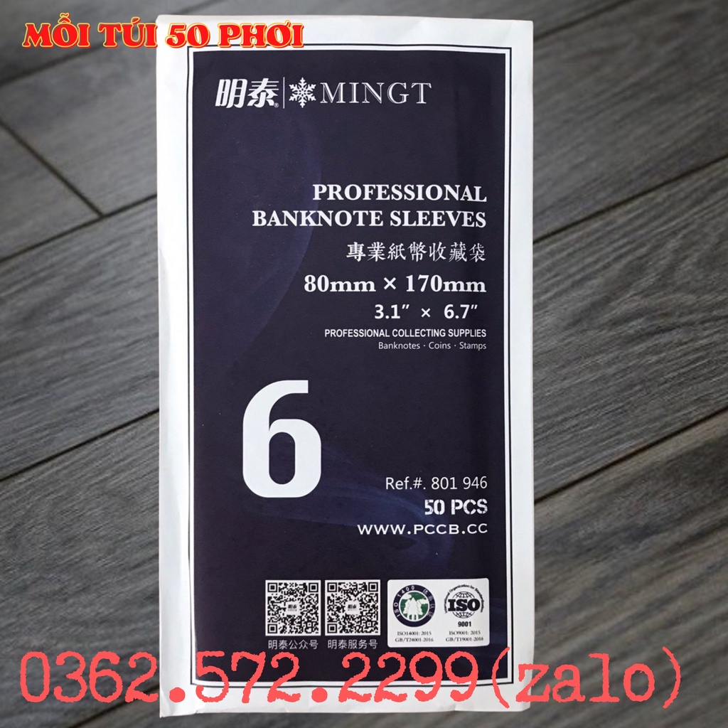 Phơi Nilon Bảo Quản Tiền Giấy PCCB Cỡ 6