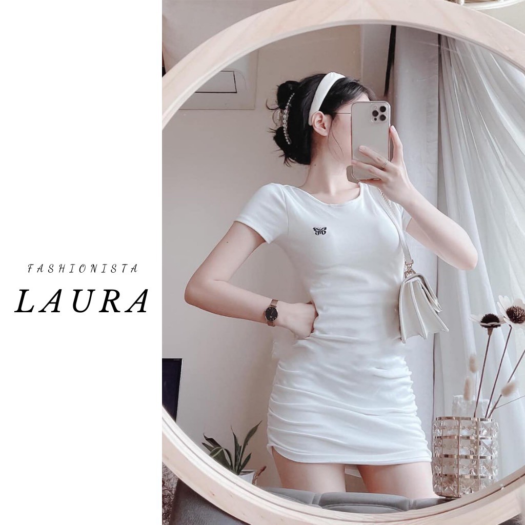 Đầm Body Thêu Bướm Ngực Laura Boutique - Váy body thêu bướm xinh xẻo cực quyến rũ