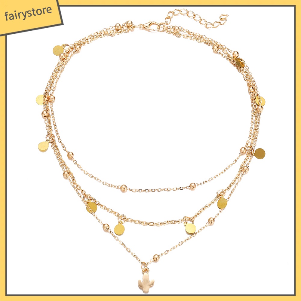 Vòng cổ chocker nhiều lớp mặt cây xương rồng cho nữ