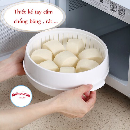 Bộ khay hấp lò vi sóng nhựa Việt Nhật 2 tầng  - Khay hấp đồ ăn lò vi sóng tiện lợi  Br 01540