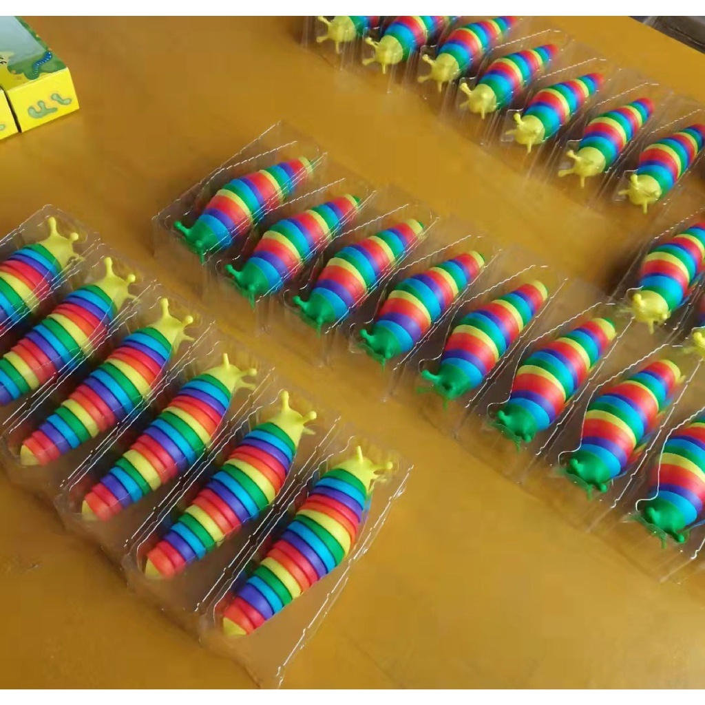 Squishy hình con sâu màu mè mềm mịn đồ chơi bóp tay dễ thương chân thực giảm stress co dãn đàn hồi ngộ nghĩnh bóp giải t