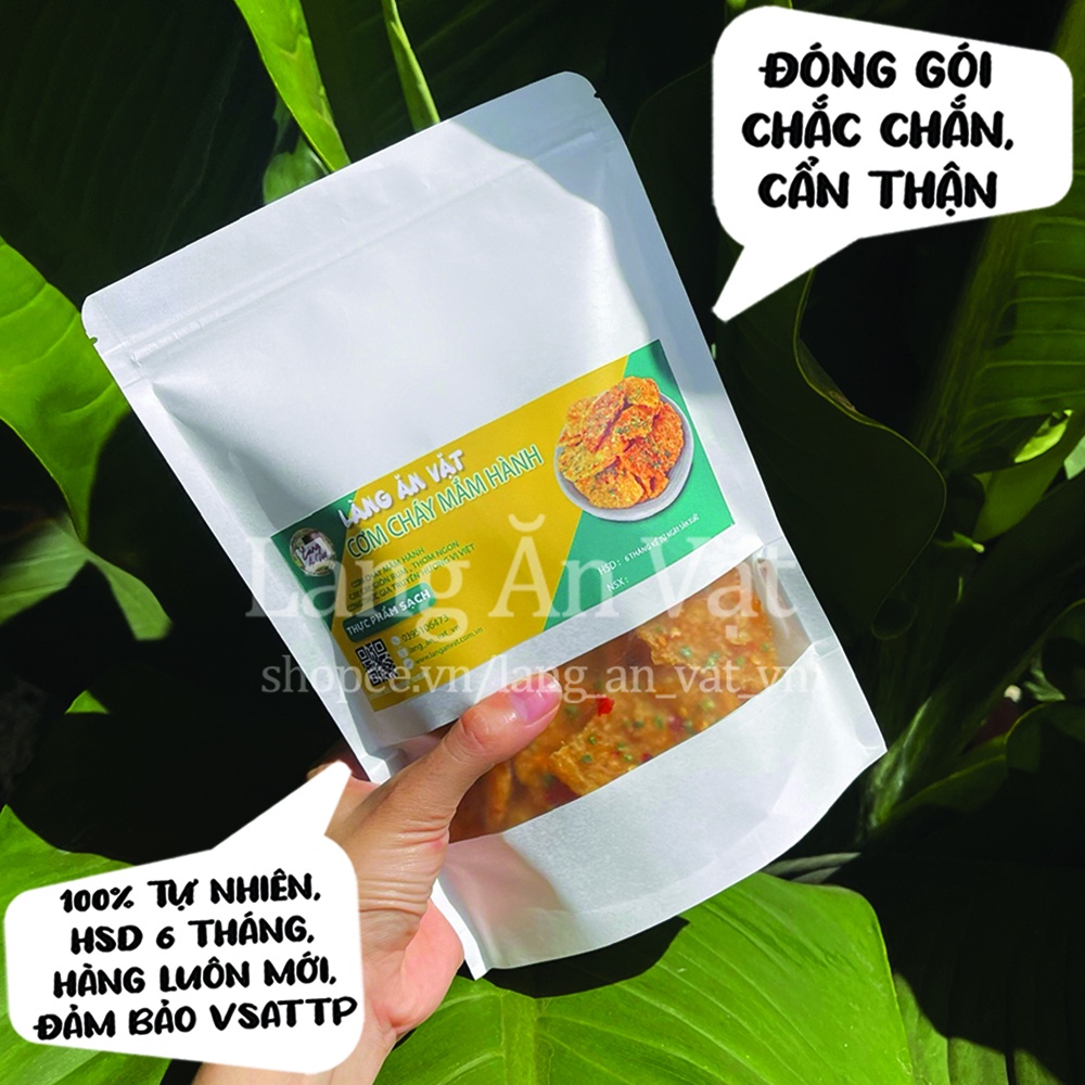 Cơm cháy chiên mắm hành 350g Làng Ăn Vặt miếng tròn to dày nhà làm, đồ ăn vặt Đà Lạt thơm ngon bổ rẻ | BigBuy360 - bigbuy360.vn
