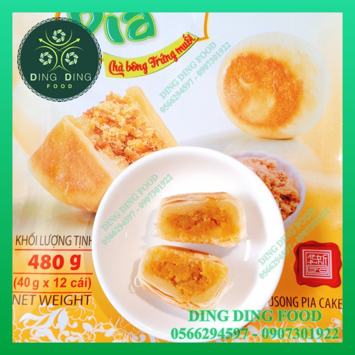 Bánh Pía Mini Thịt Chà Bông Trứng Muối 480g [12 BÁNH]| Pía Tân Huê Viên| Ăn Vặt| Pía Kim Sa Chà Bông - DING DING FOOD