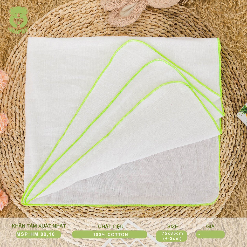 Khăn Tắm XUẤT NHẬT MIPBI - 100% COTTON - An Toàn Cho Bé - Kích Thước 75*75cm