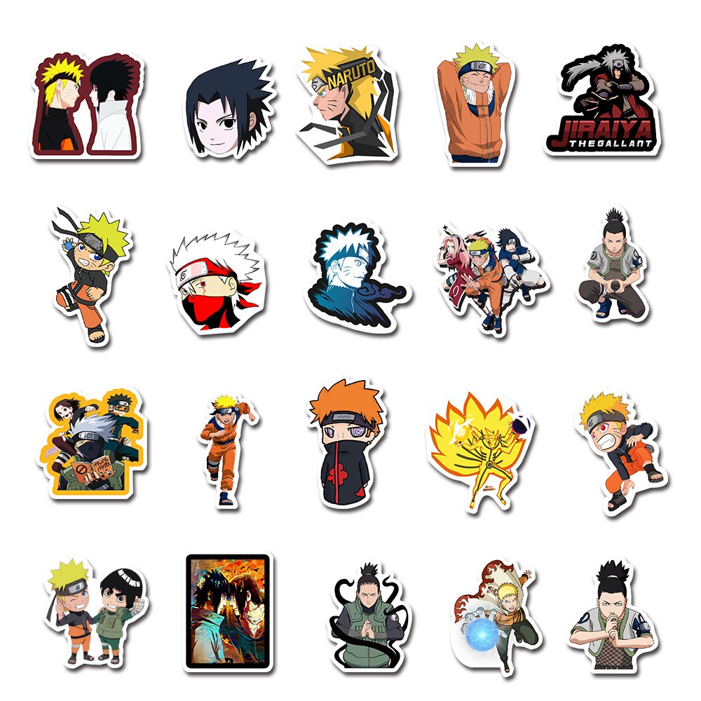 Bộ 100/50/25/10 Sticker Hình Các Nhân Vật Anime Nhật Naruto Dán Trang Trí Ván Trượt/Laptop/Vali/Tủ Lạnh/Xe Hơi/Nhà Cửa