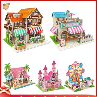 Mô Hình Nhà Hoạt Hình 3d Tự Lắp Ráp Cho Bé , nhà kem , biệt thự