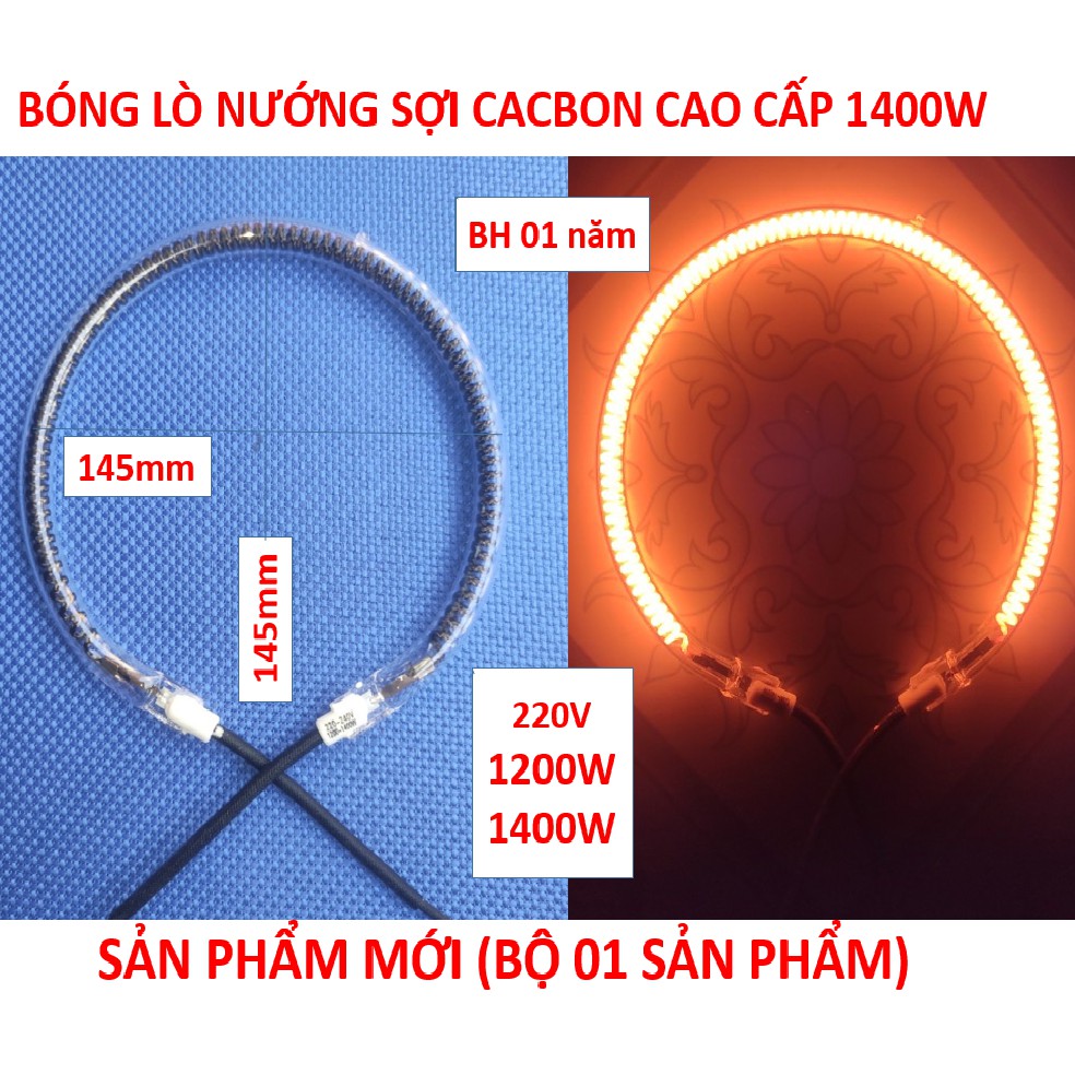 Bóng sưởi, Bóng sấy, BÓNG LÒ NƯỚNG SỢI CACBON cao cấp ( 1200W - 1400W ) + BH 01 năm + ( bộ 01 sản phẩm )