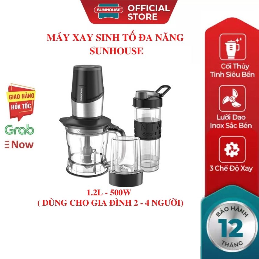 Máy xay sinh tố đa năng mini  SUNHOUSE 1.5L 1.25L 1.2L 3 cối máy xay hoa quả thực phẩm khô xay thịt