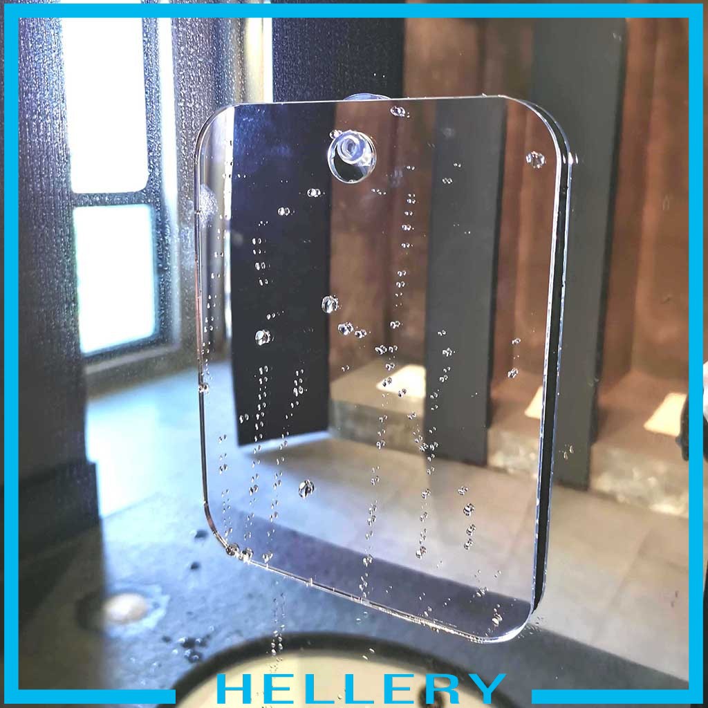 [Hàng mới về] Gương nhà tắm chống mờ nhỏ gọn có móc kèm cốc hút 17x13cm