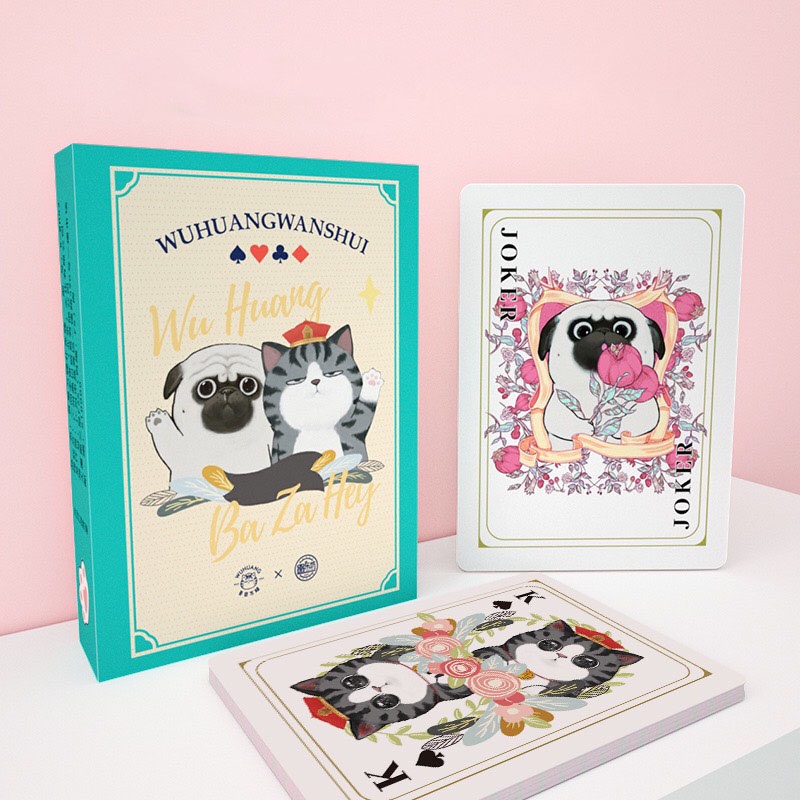 Bộ bài tây 52 lá in hình chó mèo quàng thượng biểu cảm dễ thương, ngộ nghĩnh - Ráp