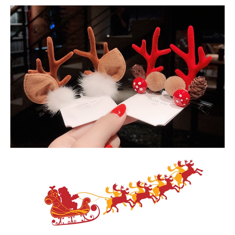 Kẹp Tóc Hình Nón Giáng Sinh Hoạt Hình Phong Cách Hàn Quốc Cho Nữ