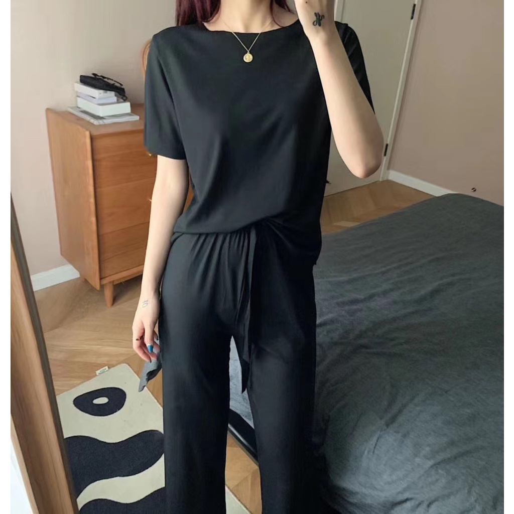Đồ bộ nữ ❤️FREESHIP❤️ Bộ ngủ pijama tay ngắn quần dài chất thun cotton hoạ tiết đơn giản đáng yêu TN22