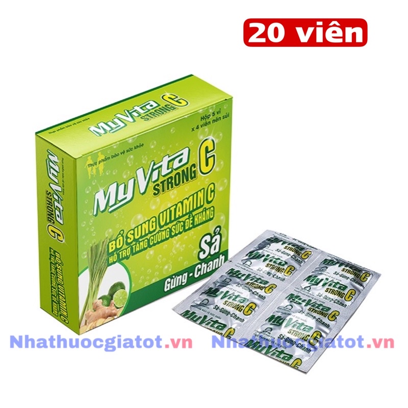 Viên Sủi Myvita Sả Gừng Chanh Hộp 20 Viên Bổ Sung Vitamin C, Vitamin nhóm B và Kẽm Hỗ Trợ Tăng Cường Sức Đề Kháng Cơ Thể