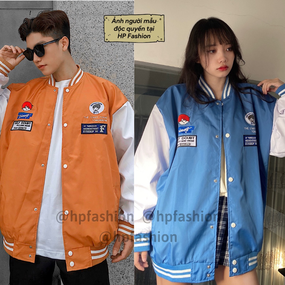 Áo bomber Varsity form rộng DINNER vải dù cao cấp ❤️ Áo khoác bóng chày dáng Unisex nam nữ D07