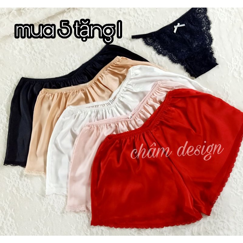 Mua 5 tặng 1, sét 5 quần đùi lụa satin hàng thiết kế độc quyền tại shop.