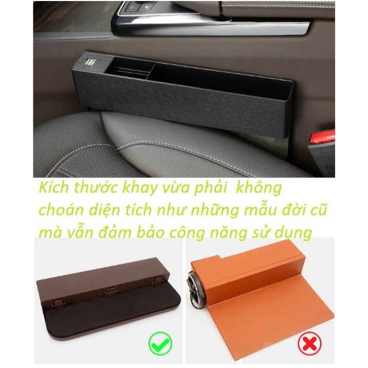 Dụng Cụ Sắp Xếp Khe Bên Ghế Ô Tô, Hộp Đựng Đồ Khe Ghế Đa Năng Cho Chai Nước Sạc, Hộp khay KIÊM TẨU SẠC