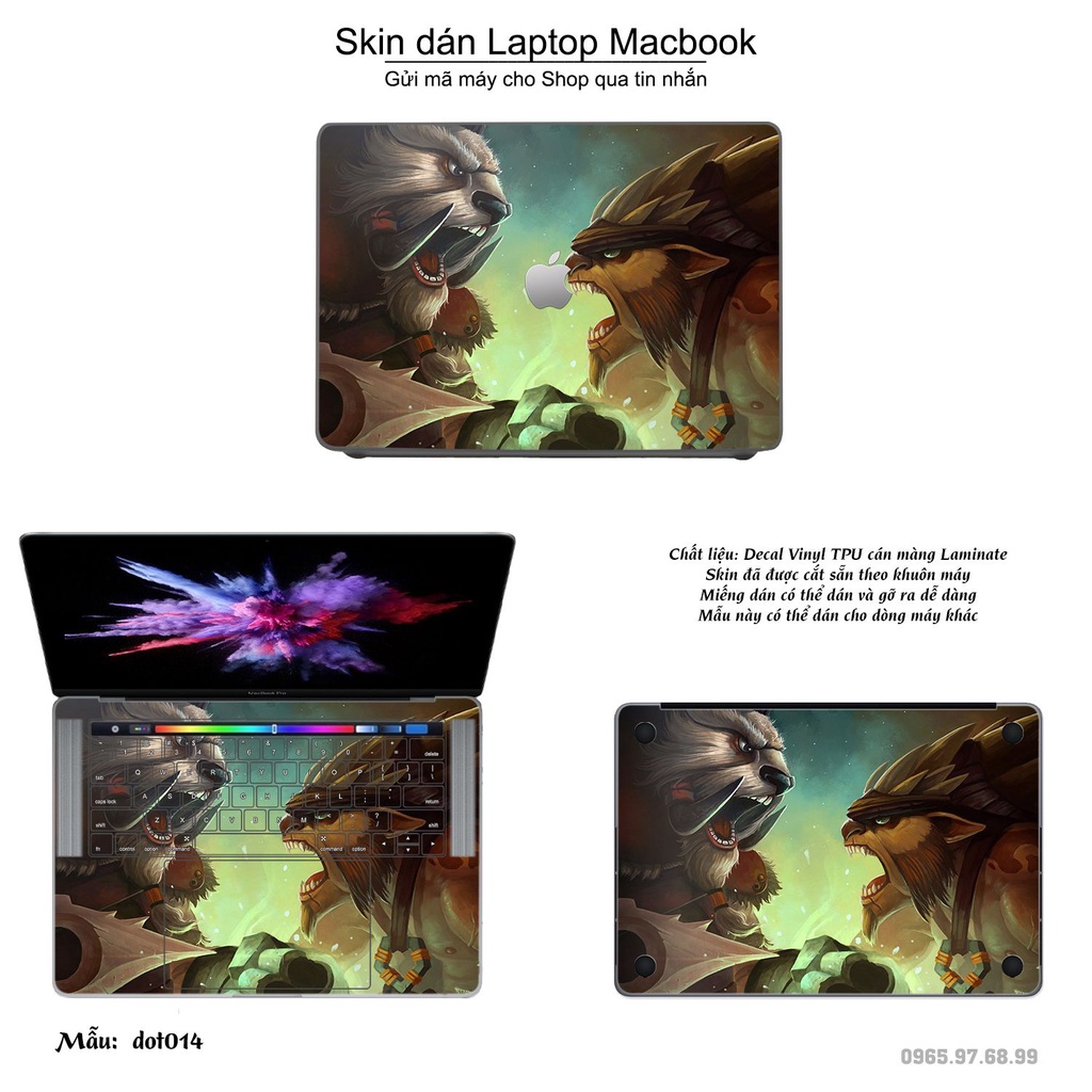 Skin dán Macbook mẫu Dota 2 (đã cắt sẵn, inbox mã máy cho shop)