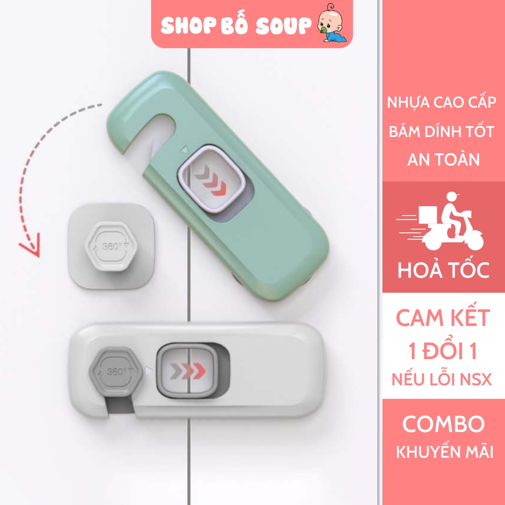 Khóa tủ lạnh, khoá ngăn kéo an toàn cho bé Looktosee chất liệu nhựa ABS cao cấp Shop Bố Soup